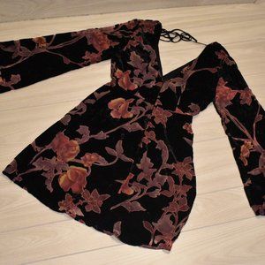 Floral Velvet Black and Pink Dress